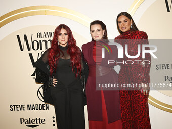 (L-R) Dulce Maria Espinosa, Farah Slim, and Galilea Montijo attend the red carpet for Glamour Women of The Year 2024 at the Mexico City Four...