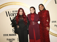 (L-R) Dulce Maria Espinosa, Farah Slim, and Galilea Montijo attend the red carpet for Glamour Women of The Year 2024 at the Mexico City Four...