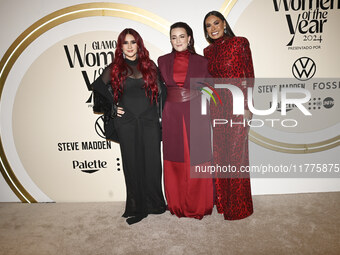 (L-R) Dulce Maria Espinosa, Farah Slim, and Galilea Montijo attend the red carpet for Glamour Women of The Year 2024 at the Mexico City Four...