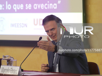 Marcelo Ebrard, Secretary of Economy, delivers a speech as part of the International Seminar ''North America: what lies ahead'', where he di...