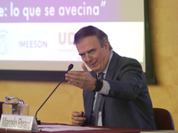 Marcelo Ebrard, Secretary of Economy, delivers a speech as part of the International Seminar ''North America: what lies ahead'', where he di...