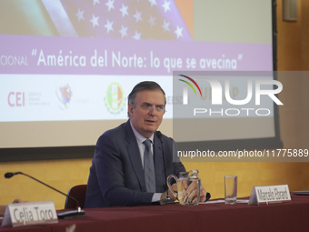 Marcelo Ebrard, Secretary of Economy, delivers a speech as part of the International Seminar ''North America: what lies ahead'', where he di...