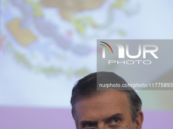 Marcelo Ebrard, Secretary of Economy, delivers a speech as part of the International Seminar ''North America: what lies ahead'', where he di...