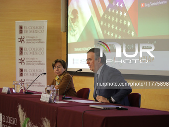 Marcelo Ebrard, Secretary of Economy, delivers a speech as part of the International Seminar ''North America: what lies ahead'', where he di...