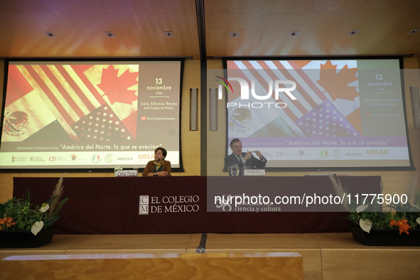 Marcelo Ebrard, Secretary of Economy, delivers a speech as part of the International Seminar ''North America: what lies ahead'', where he di...