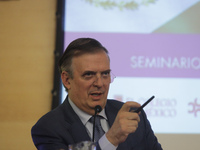 Marcelo Ebrard, Secretary of Economy, delivers a speech as part of the International Seminar ''North America: what lies ahead'', where he di...