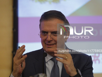 Marcelo Ebrard, Secretary of Economy, delivers a speech as part of the International Seminar ''North America: what lies ahead'', where he di...