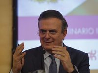 Marcelo Ebrard, Secretary of Economy, delivers a speech as part of the International Seminar ''North America: what lies ahead'', where he di...