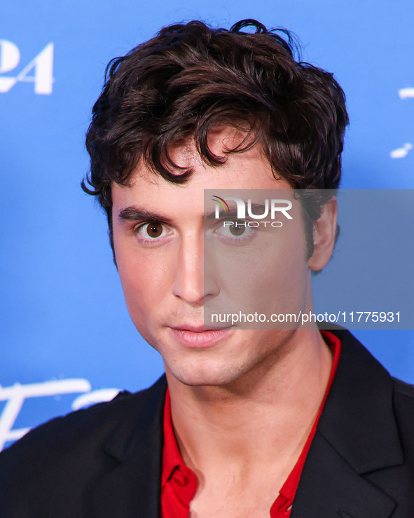 Benito Skinner arrives at the Los Angeles Premiere Of A24's 'Queer' held at the Directors Guild of America Theater Complex on November 13, 2...