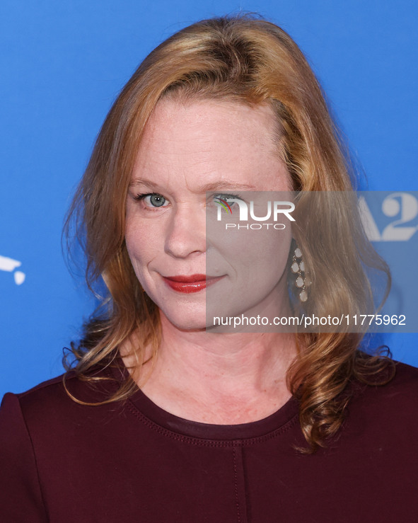 Thora Birch arrives at the Los Angeles Premiere Of A24's 'Queer' held at the Directors Guild of America Theater Complex on November 13, 2024...