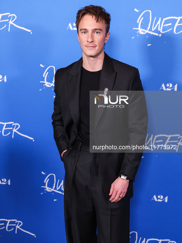 Drew Starkey arrives at the Los Angeles Premiere Of A24's 'Queer' held at the Directors Guild of America Theater Complex on November 13, 202...