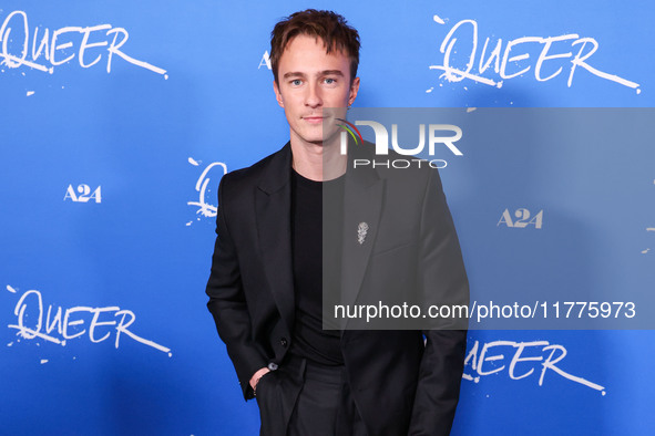 Drew Starkey arrives at the Los Angeles Premiere Of A24's 'Queer' held at the Directors Guild of America Theater Complex on November 13, 202...