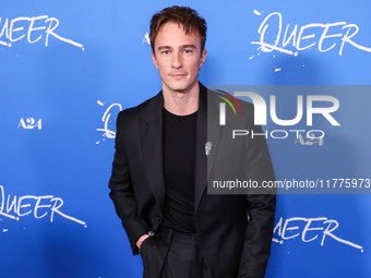 Drew Starkey arrives at the Los Angeles Premiere Of A24's 'Queer' held at the Directors Guild of America Theater Complex on November 13, 202...