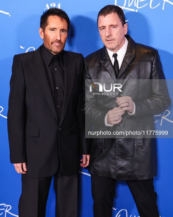 Trent Reznor and Atticus Ross arrive at the Los Angeles Premiere Of A24's 'Queer' held at the Directors Guild of America Theater Complex on...