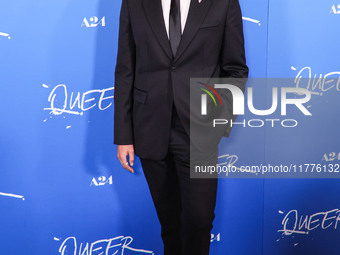 Omar Apollo arrives at the Los Angeles Premiere Of A24's 'Queer' held at the Directors Guild of America Theater Complex on November 13, 2024...