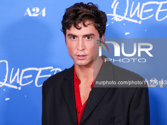 Benito Skinner arrives at the Los Angeles Premiere Of A24's 'Queer' held at the Directors Guild of America Theater Complex on November 13, 2...