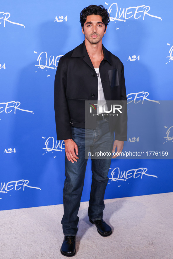 Taylor Zakhar Perez arrives at the Los Angeles Premiere Of A24's 'Queer' held at the Directors Guild of America Theater Complex on November...