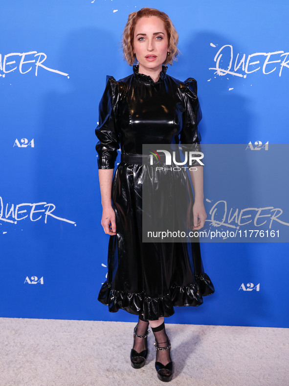 Zoe Lister-Jones arrives at the Los Angeles Premiere Of A24's 'Queer' held at the Directors Guild of America Theater Complex on November 13,...