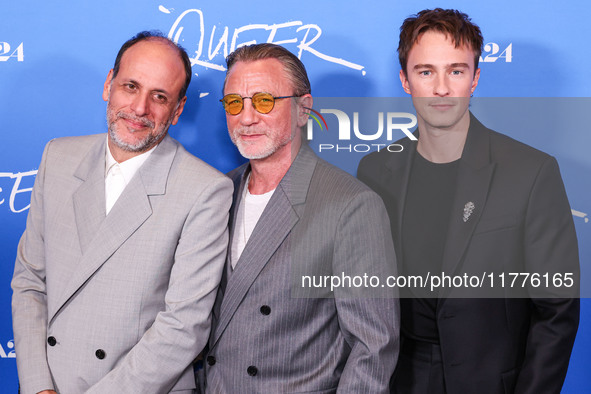 Luca Guadagnino, Daniel Craig and Drew Starkey arrive at the Los Angeles Premiere Of A24's 'Queer' held at the Directors Guild of America Th...