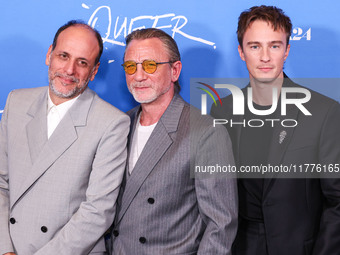 Luca Guadagnino, Daniel Craig and Drew Starkey arrive at the Los Angeles Premiere Of A24's 'Queer' held at the Directors Guild of America Th...