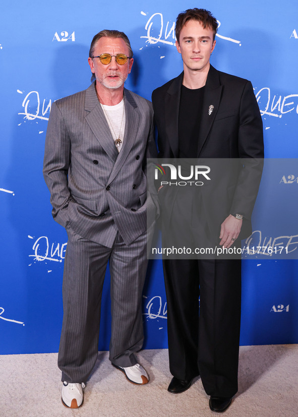 Daniel Craig and Drew Starkey arrive at the Los Angeles Premiere Of A24's 'Queer' held at the Directors Guild of America Theater Complex on...