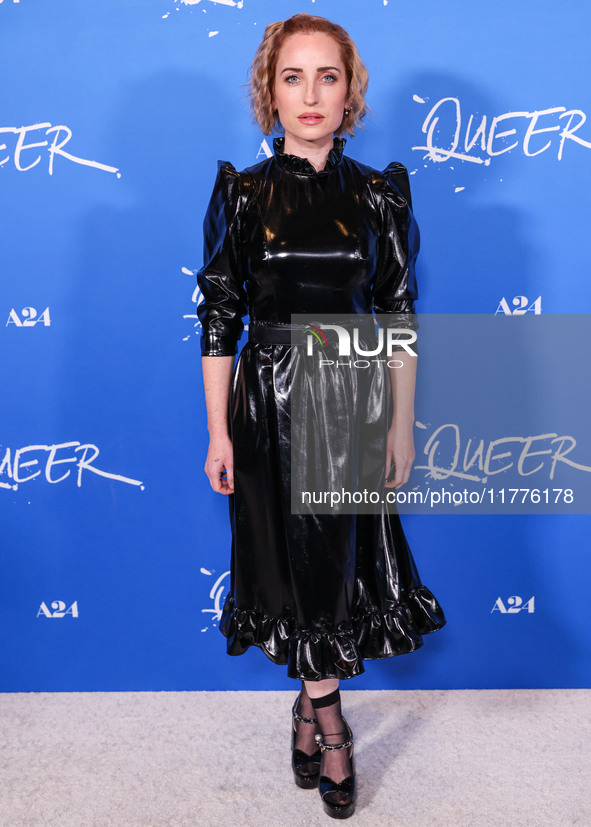 Zoe Lister-Jones arrives at the Los Angeles Premiere Of A24's 'Queer' held at the Directors Guild of America Theater Complex on November 13,...