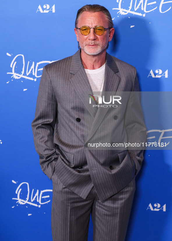 Daniel Craig arrives at the Los Angeles Premiere Of A24's 'Queer' held at the Directors Guild of America Theater Complex on November 13, 202...