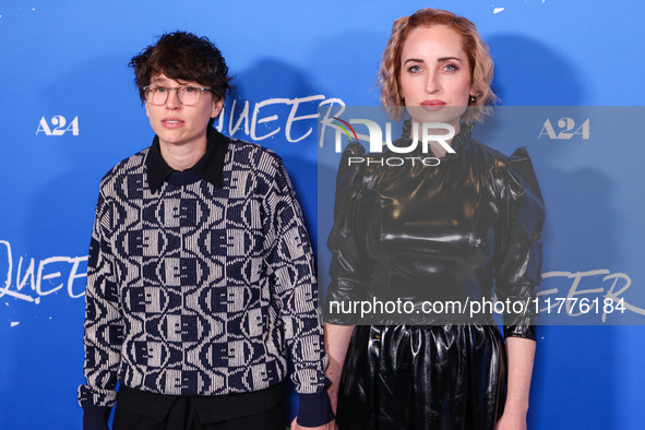 Sammi Cohen and Zoe Lister-Jones arrive at the Los Angeles Premiere Of A24's 'Queer' held at the Directors Guild of America Theater Complex...