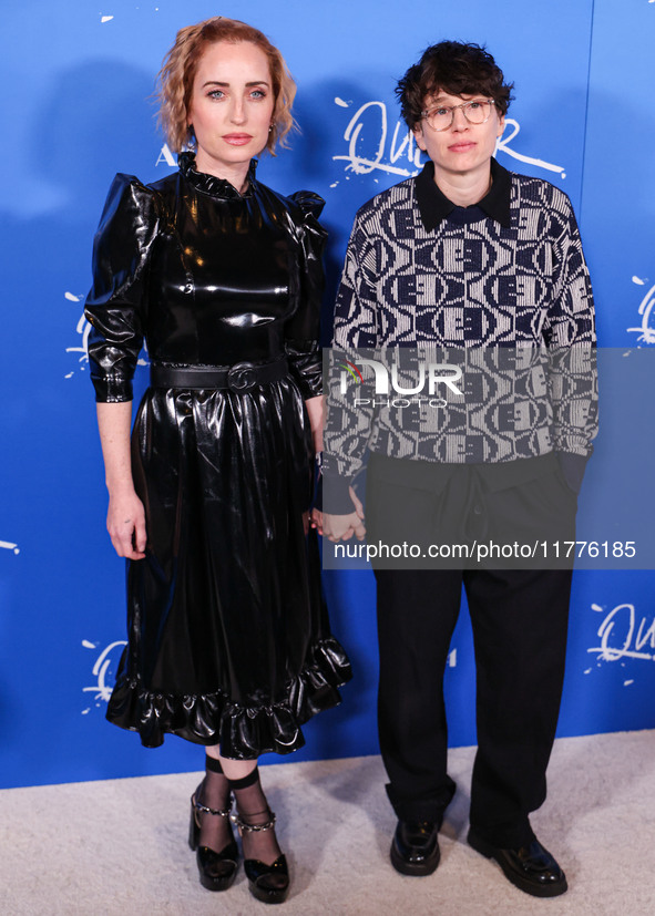 Zoe Lister-Jones and Sammi Cohen arrive at the Los Angeles Premiere Of A24's 'Queer' held at the Directors Guild of America Theater Complex...