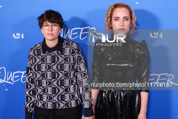 Sammi Cohen and Zoe Lister-Jones arrive at the Los Angeles Premiere Of A24's 'Queer' held at the Directors Guild of America Theater Complex...