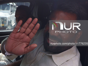 Sri Lankan president Anura Kumara Dissanayake acknowledges his supporters after casting his vote for the parliamentary election in Colombo,...