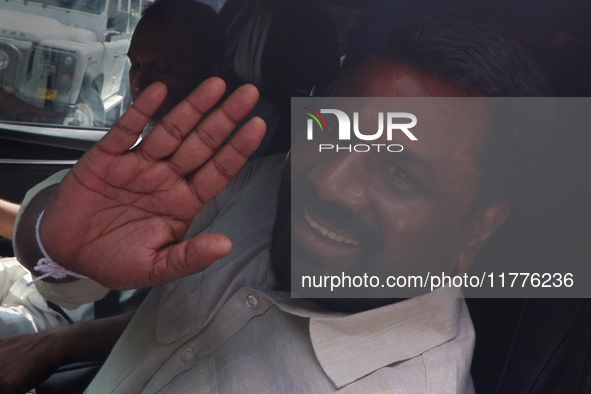 Sri Lankan president Anura Kumara Dissanayake acknowledges his supporters after casting his vote for the parliamentary election in Colombo,...