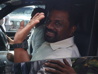 Sri Lankan president Anura Kumara Dissanayake acknowledges his supporters after casting his vote for the parliamentary election in Colombo,...