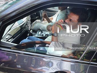 Sri Lankan president Anura Kumara Dissanayake acknowledges his supporters after casting his vote for the parliamentary election in Colombo,...