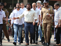 Sri Lankan president Anura Kumara Dissanayake acknowledges his supporters after casting his vote for the parliamentary election in Colombo,...