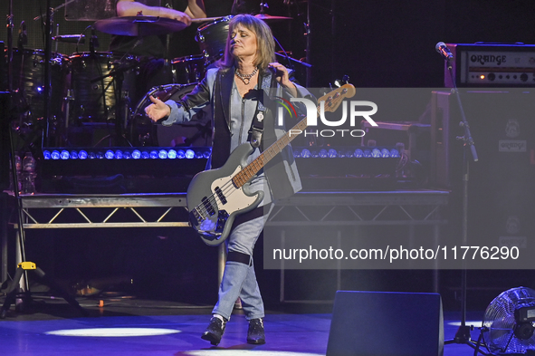 Suzi Quatro performs live at the London Palladium. 