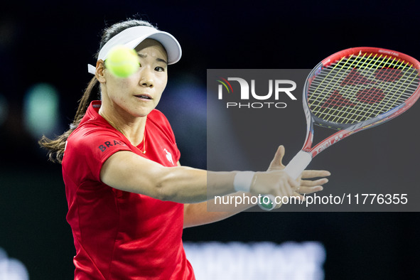 Nao Hibino  during Billie Jean King Cup Finals match Japan vs Romania in Malaga Spain on 14 November 2024. 