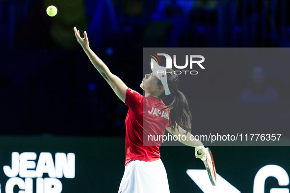 Nao Hibino  during Billie Jean King Cup Finals match Japan vs Romania in Malaga Spain on 14 November 2024. 