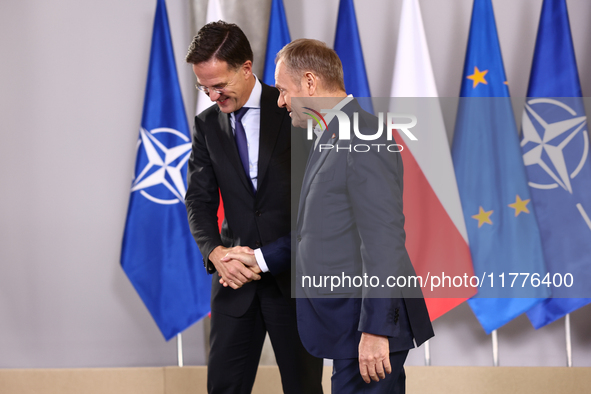 NATO Secretary General Mark Rutte and Polish Prime Minister Donald Tusk during their meeting in Warsaw, Poland on November 13, 2024. 