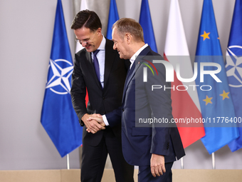 NATO Secretary General Mark Rutte and Polish Prime Minister Donald Tusk during their meeting in Warsaw, Poland on November 13, 2024. (