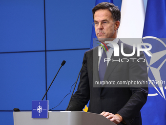 NATO Secretary General Mark Rutte during the press conference after his meeting with Polish Prime Minister Donald Tusk in Warsaw, Poland on...