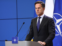 NATO Secretary General Mark Rutte during the press conference after his meeting with Polish Prime Minister Donald Tusk in Warsaw, Poland on...