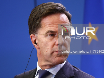 NATO Secretary General Mark Rutte during the press conference after his meeting with Polish Prime Minister Donald Tusk in Warsaw, Poland on...