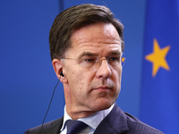 NATO Secretary General Mark Rutte during the press conference after his meeting with Polish Prime Minister Donald Tusk in Warsaw, Poland on...