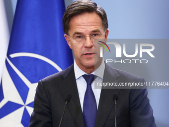 NATO Secretary General Mark Rutte during the press conference after his meeting with Polish Prime Minister Donald Tusk in Warsaw, Poland on...