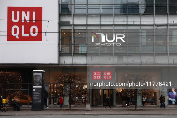 Uniqlo logo is seen at the store in Warsaw, Poland on November 13, 2024. 