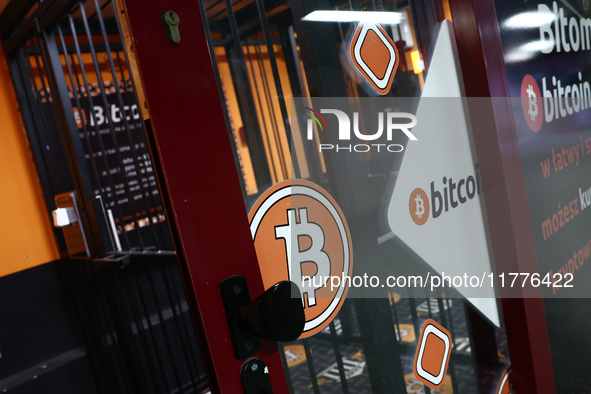 Bitcoin logo is seen in Warsaw, Poland on November 13, 2024. 