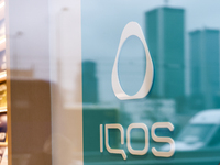 Iqos logo is seen at the store in Warsaw, Poland on November 13, 2024. (