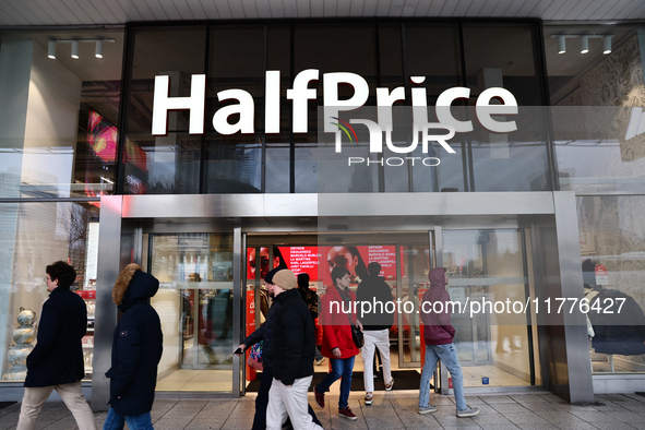 HalfPrice logo is seen at the store in Warsaw, Poland on November 13, 2024. 