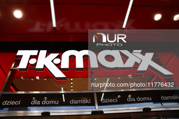 TK Maxx logo is seen at the store in Warsaw, Poland on November 13, 2024. 